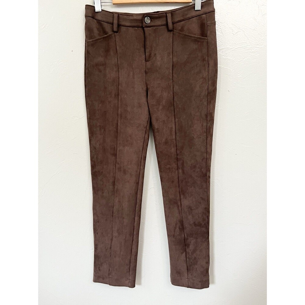 GRAYSE Faux Sueded Stretch Pants Size 4 Small Brown  Straight Leg Jean Style